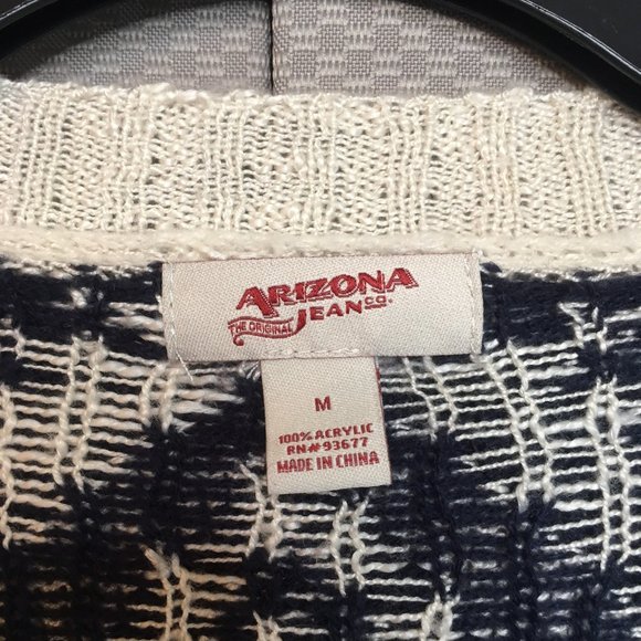 Arizona Jean Co Women Ivory/Blue Open Front Knit Cardigan Sweater Size Medium - Picture 3 of 11